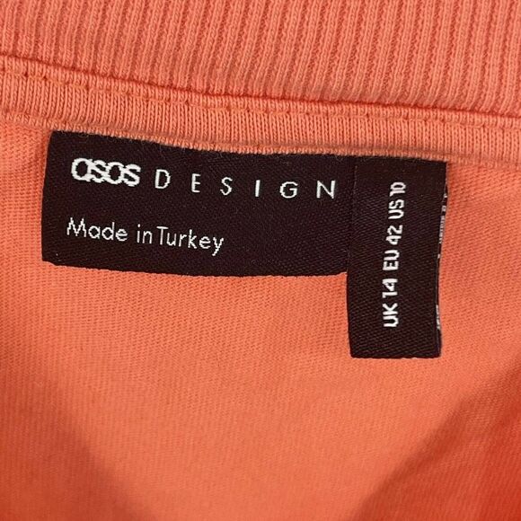ASOS Design Weekend Collective Varsity T-Shirt Long Sleeve Orange Womens Size 10 - Picture 6 of 7